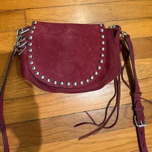Rebecca Minkoff Studded Burgundy Suede Crossbody Bag
